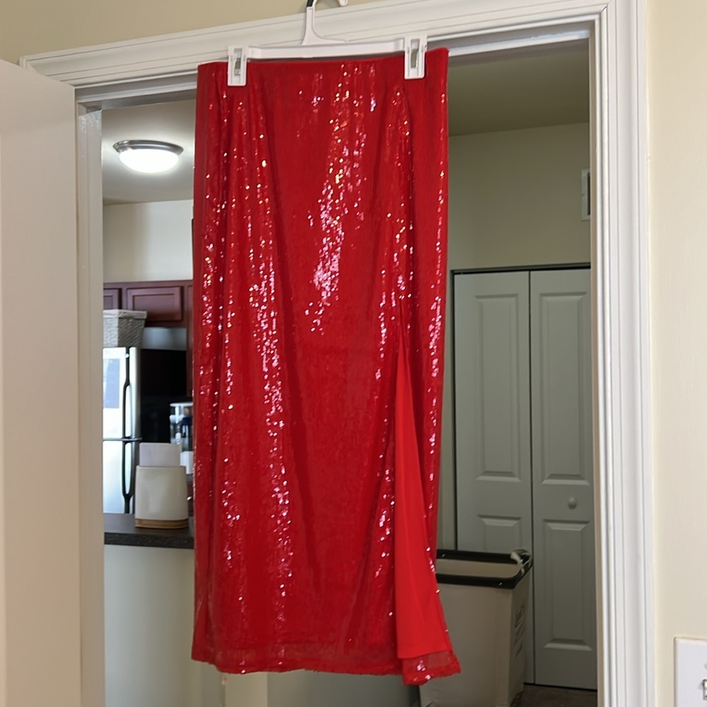 M sequin slit skirt
